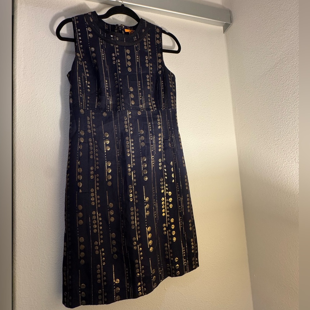 Tory Burch navy and gold dot